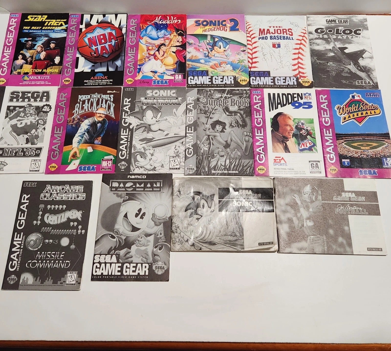 Lot of 16 Sega Game Gear Instruction Booklet Manuals ONLY