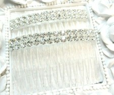 Double Row 5 mm Rhodium Plated Swarovski Elements Bridal Side Hair Comb Pair