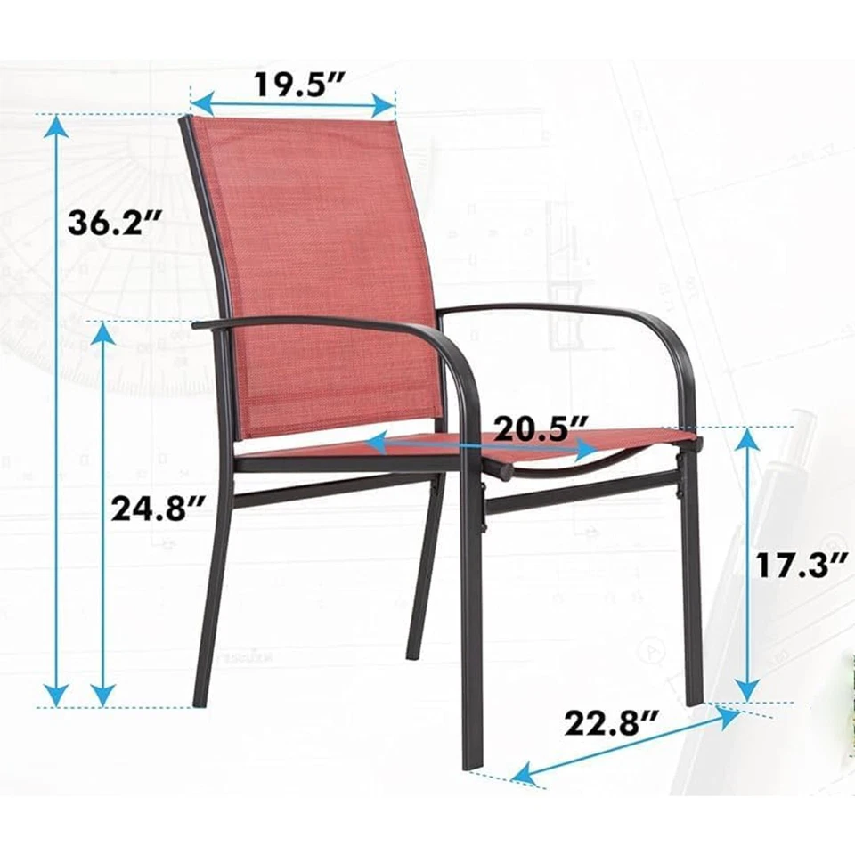 Juego de 4 sillas de comedor de patio al aire libre con respaldo alto de metal para patio jardín Foto 2 de 4