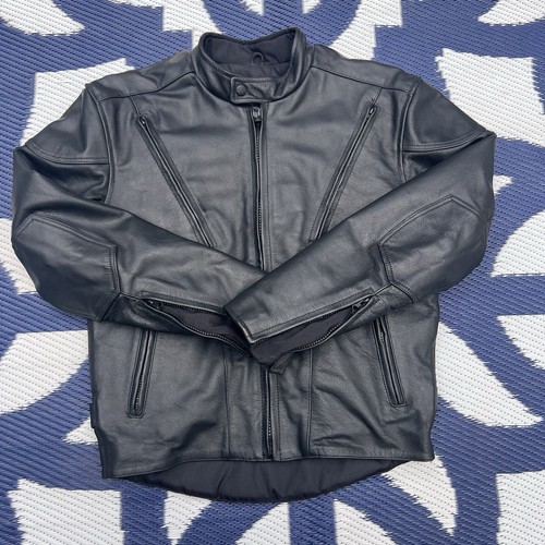 River Road Black Leather Padded Motorcycle Jacket Size 38 Medium Removable Liner - Picture 15 of 15