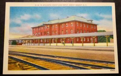 Postcard - Atlantic Coast Line Depot Railroad Station Rocky Mount N.C.