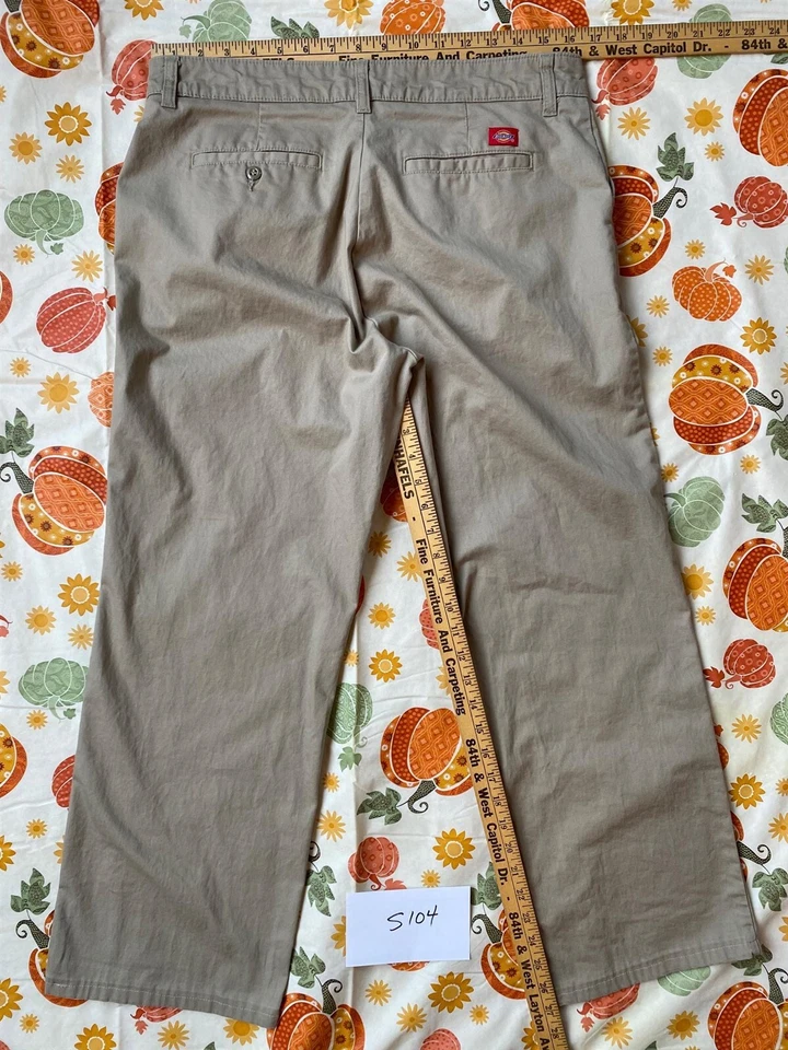 S104 Women's Dickies Subaru Embroidered Tan Uniform Chino Pants - Size 12 Short - Image 4 of 4