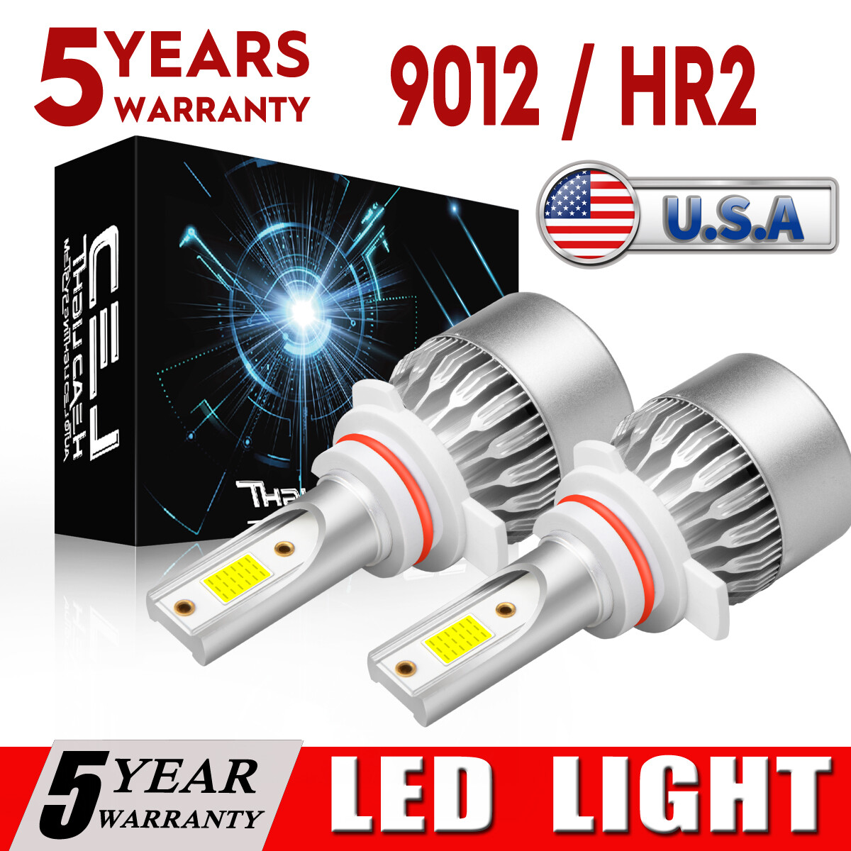 2017-2019 Cadillac XT5 9012 LED Headlight Bulbs 6000K Hi/Lo Beam Pair
