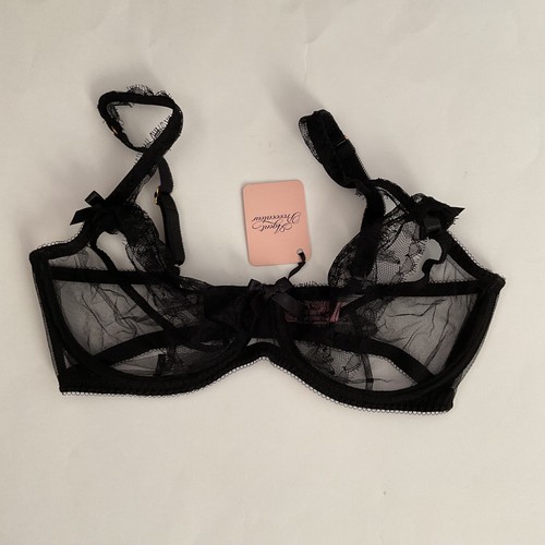 NWT Agent Provocateur Willa Plunge Non Padded Black Bra 36D Lace Sexy $190