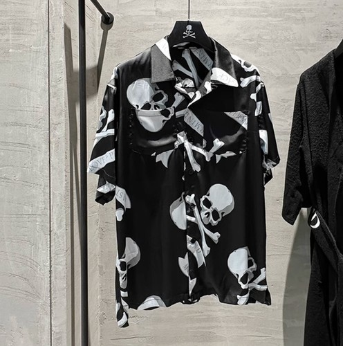 Mastermind Skeleton Dark Loose Vacation Casual Rayon Ice Silk Flower Shirt - Picture 6 of 9