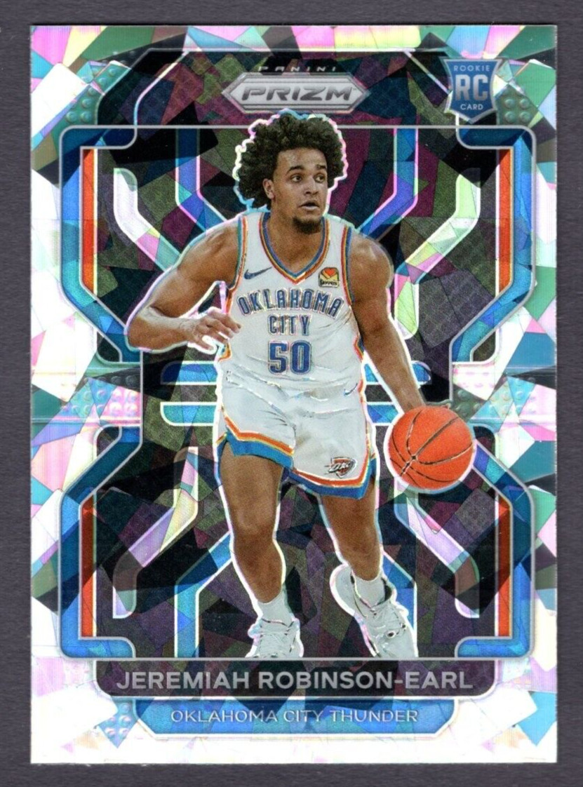 2021-22 Panini Prizm Jeremiah Robinson-Earl Thunder Cracked Ice Prizm RC #319