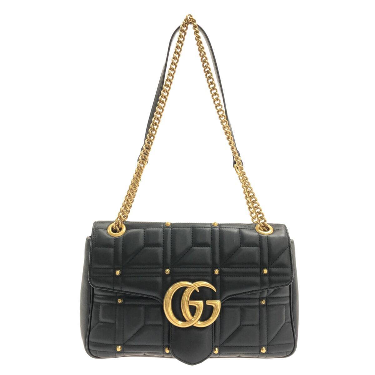 GUCCI GG Marmont Medium Matelasse Shoulder Bag Black 443496