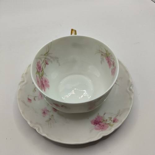 THEODORE HAVILAND LIMOGES FRANCE PINK FLOWERS CUP & SAUCER SET Schleiger 150 - 第 9/11 張圖片