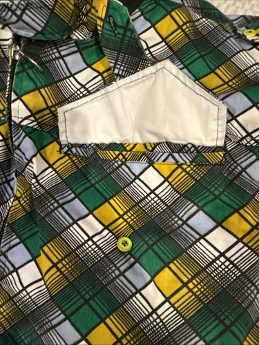Coogi Men’s XL Bomber Jacket Green White Yellow Irish Plaid Retro Streetwear - Picture 10 of 13