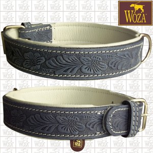 embossed leather dog collar