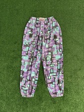 Vintage 90s California Hardwear Parachute Baggy Pants Teal Purple Stretch