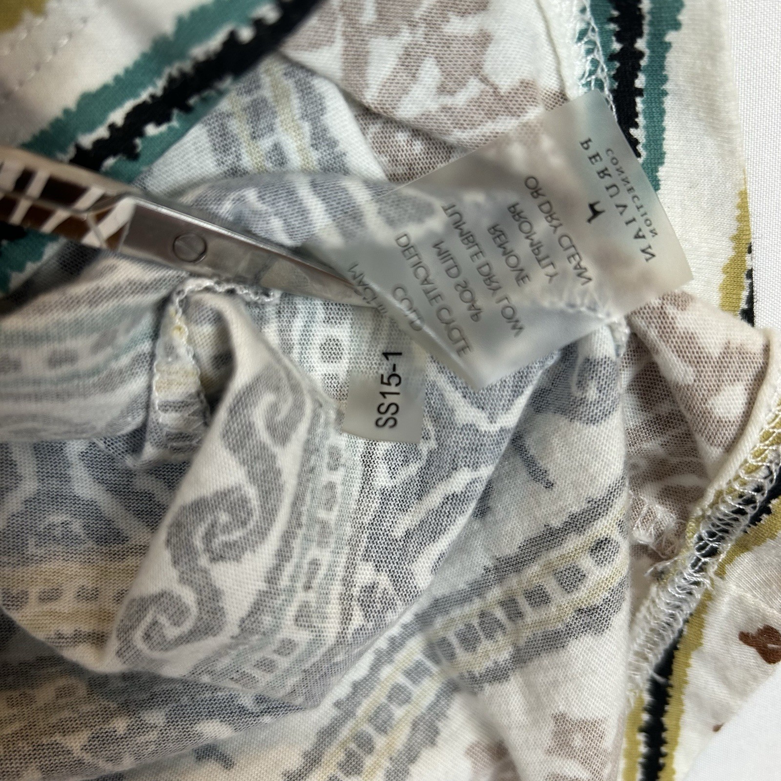 Peruvian Connection White Blue Patterned Cotton S… - image 7