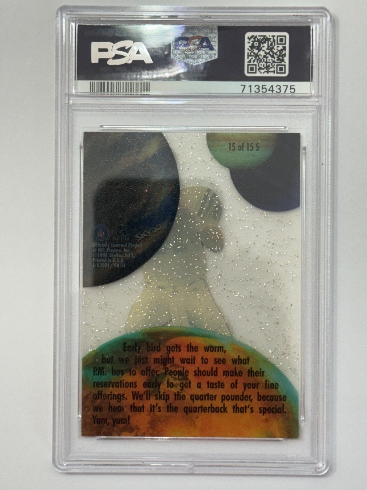 1998 Skybox E-X2001 #15 Peyton Manning Star Date RC Rookie PSA 9 Mint view 2