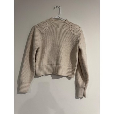 Fall chunky Mango MNG Ribbed Mock Neck Sweater Women XS shell scandi coastal