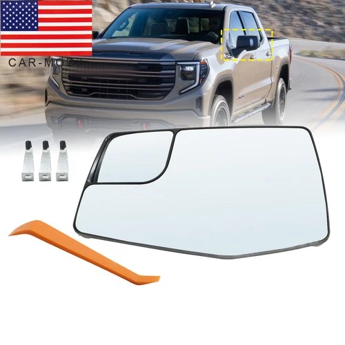 Left Mirror Glass Fits For 2019-2023 Chevrolet Silverado 1500 GMC Sierra 1500