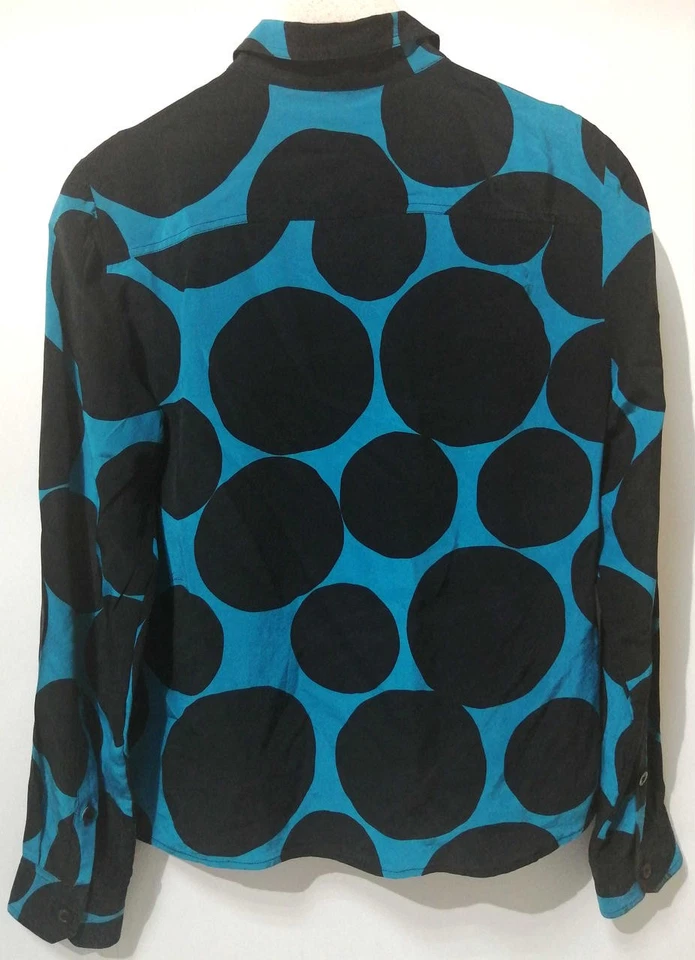 GUCCI Camisa Manga Larga Seda Lunares Talla 36 Azul Negro Para Mujer Usada Foto 4 de 4