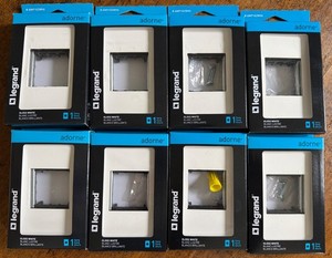 Lot of 8 (eight) Legrand AWP1G2WH6 Adorne Gloss White 1-Gang Wall Plates