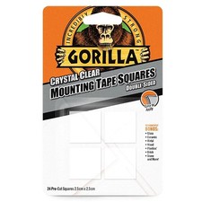 Gorilla Mounting Tabs Squares Double Sided Tape Sticky Pads Adhesive Clear 24PC