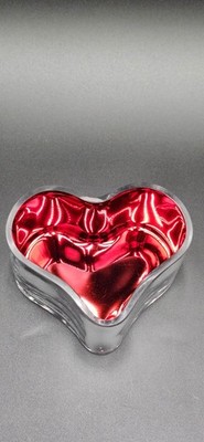 Red Heart Shaped Glass Trinket Box. No Chips. Great Condition See Photos