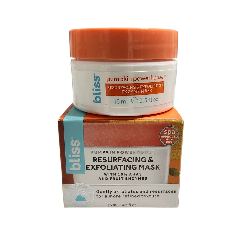 Bliss Pumpkin Powerhouse Resurfacing Exfoliating Enzyme Mask 15ml 0.5 fl oz New - Image 2 of 4