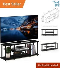 Turn-N-Tube No Tools 3D 3-Tier Walnut TV Stand for 50 Inch TVs, Space Saving