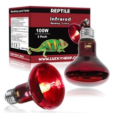 Infrared Heat Lamp 100W 2 Pack Reptile Amphibian Basking Spot Light Bulbs, ...
