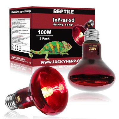 Infrared Heat Lamp 100W 2 Pack，Reptile & Amphibian Basking Spot Light Bulbs, ...