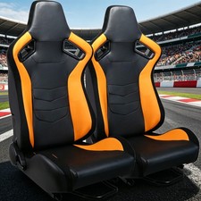 2pcs Universal Racing Seat Blackyellow Adjustable Sport Seat With Dual Sliders