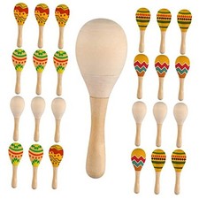 24 Pack DIY Wood Kids Maracas - Unfinished Hand Painted Party Favors Mini
