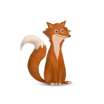 Wandbild CUTE ANIMAL FOX - weiß-rot-beige - 50x70 cm Wandbild Grafik Poster