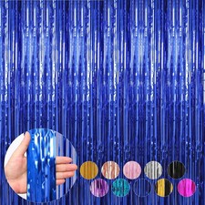 6 Pack Dark Blue Foil Fringe Curtains Streamers 3.3 x 8.2 Ft Party Decor