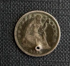 US COINS: 1859 Seated Liberty Half Dime ~ Nice Details ~ Holed