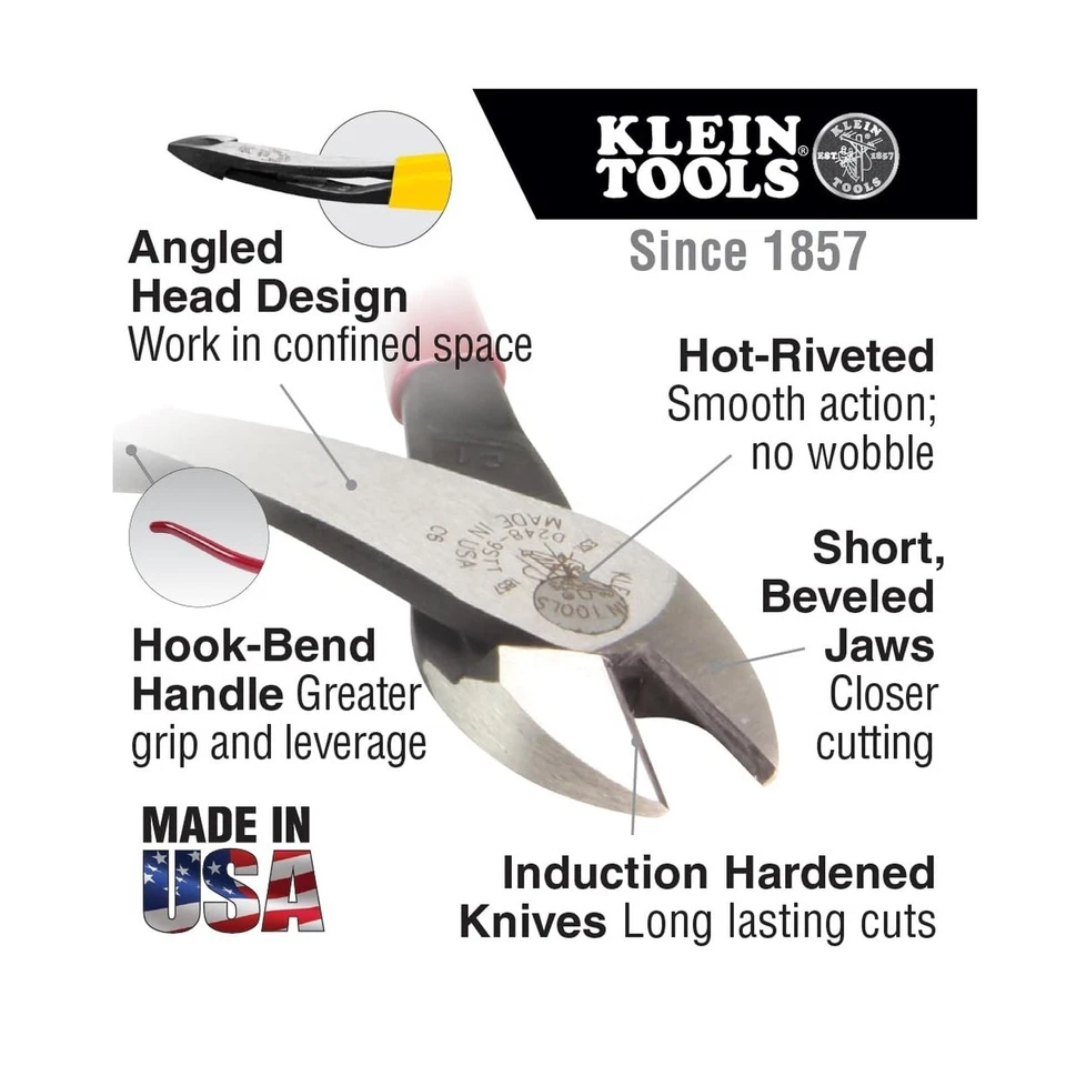 Klein Tools D248-9ST Diagonal Cutting Pliers, Made in USA, Ironworker's Diago... - Image 2 of 4