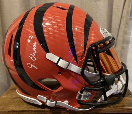 JAMARR CHASE Signed Full Size HYDRO DIPPED AUTHENTIC Helmet Dual COA BAS & Chase