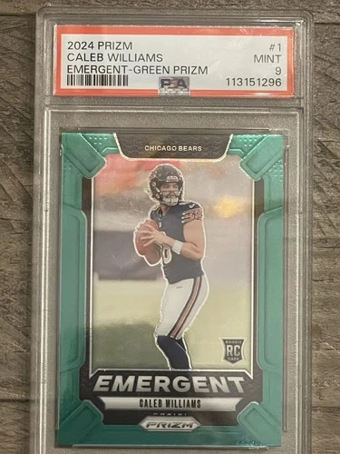 2024 Prizm Caleb Williams Emergent-Green Prizm (RC) (#1) PSA 9!