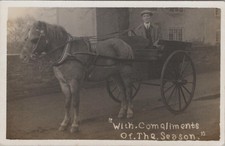 Horse Transport Postcard - Two-Wheeled Trap or Gig Delivery Cart  XT302