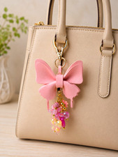 Pink/Gold Butterfly Purse Charm w/ Beads 7026