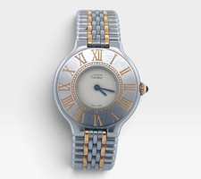 Cartier Must 21 Two-Tone 27mm Quartz Watch Roman Numeral Dial w/ Cleaning Kit