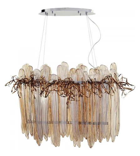 Chrome And Copper Thetis 5 Light 1 Tier Linear Chandelier - Picture 1 of 1