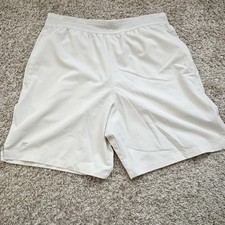 Fabletics Men Fundamental Athletic Workout Shorts S Ivory White Lined Perforated