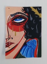 OOAK ACEO Figurative Art Card, Girl Art By ESS22, 3.5 x 2.5 in., Unframed