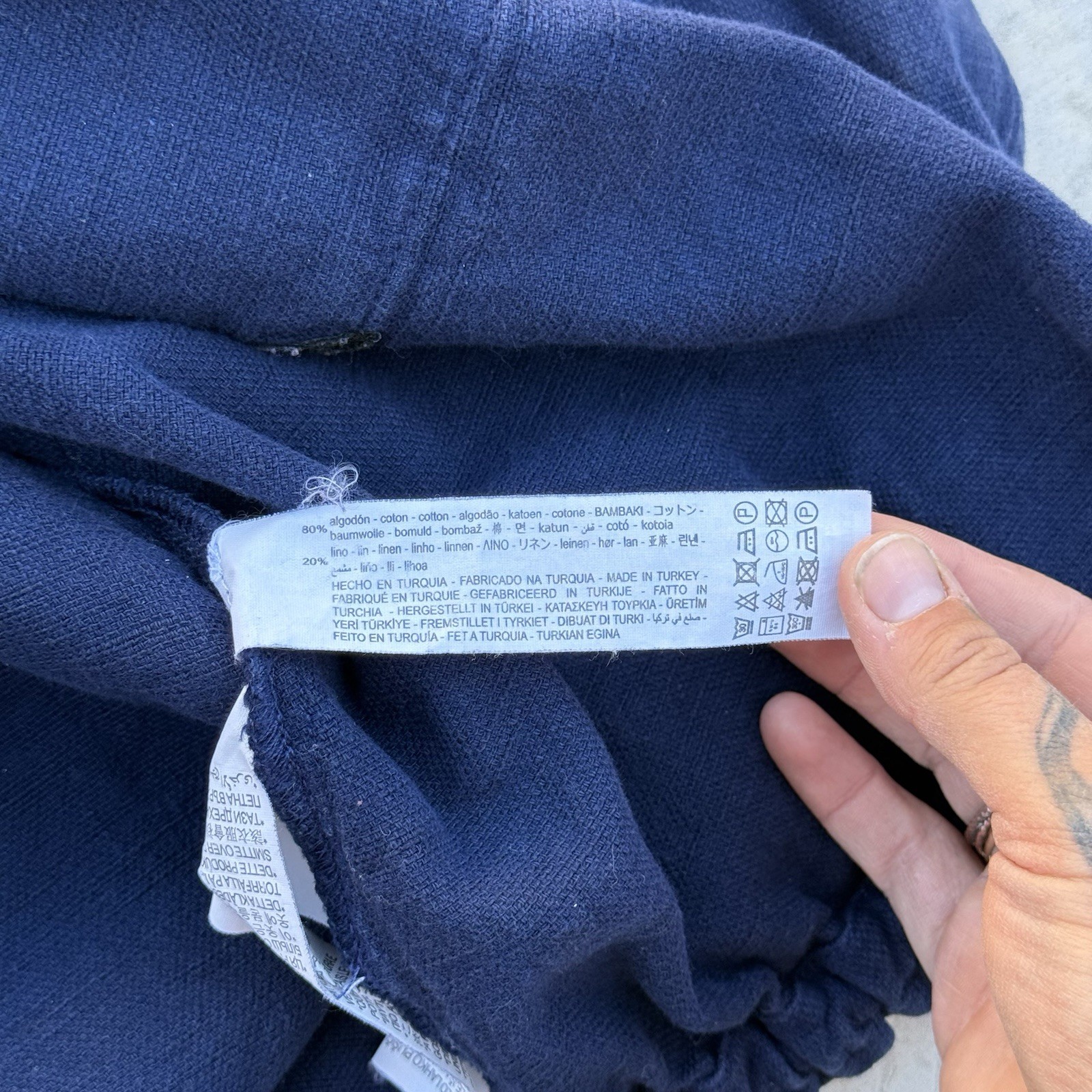 Zara TRF  blue utility Bomber jacket Linen Size XS Oversized Drawstring Waist image 7