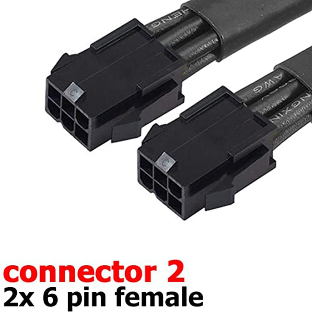 4X Dual 6 Pin Female to 8 Pin Male GPU Adapter Cable Braided Sleeved 20cm USA