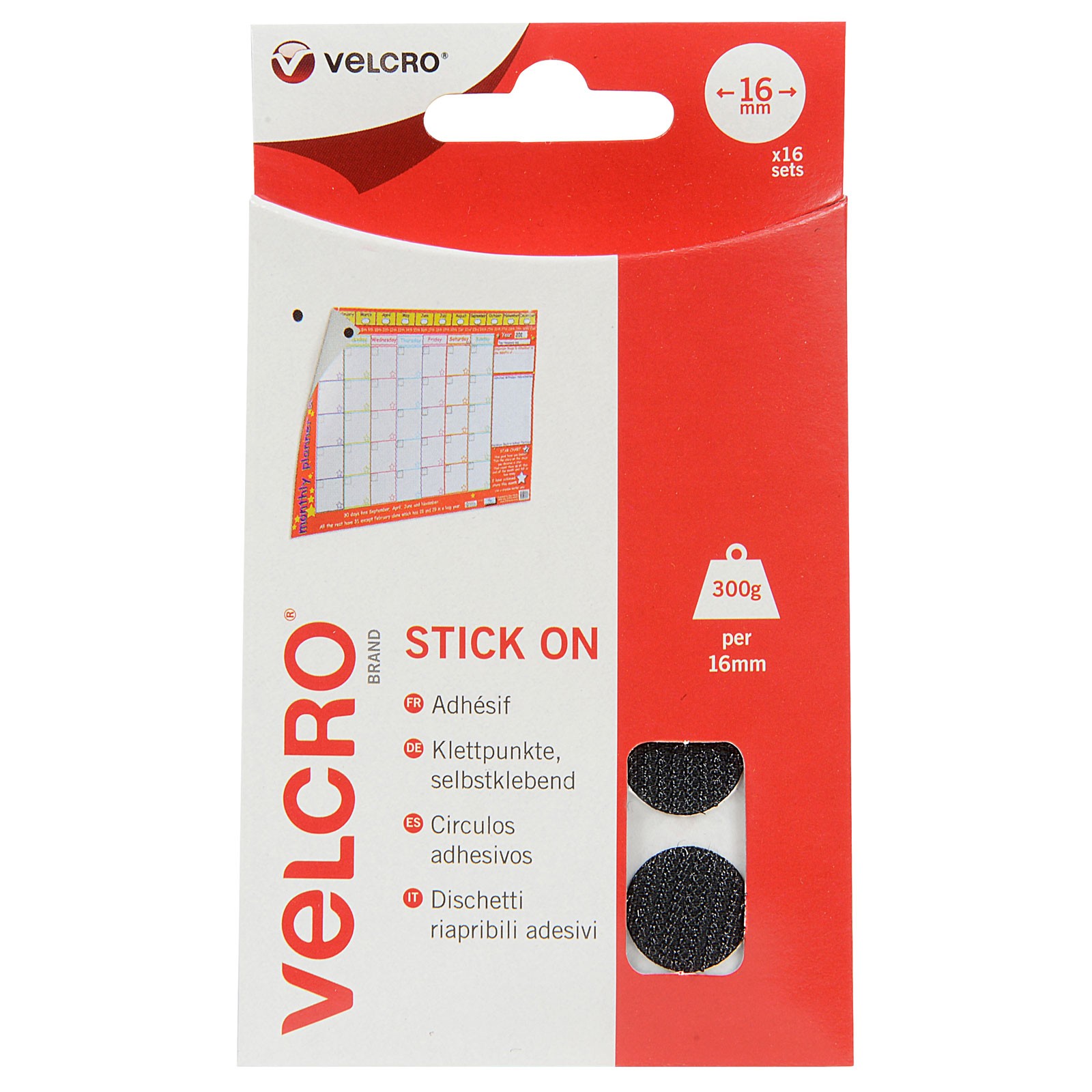 VELCRO® Brand Stick On Coins 16mm x 16 Sets - Black