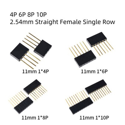 2,54mm Einreihig/Zweireihig Buchsenleiste 4/6/8/10Polig Gerade Pin Header Female