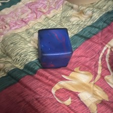 2x2 Plastic Cube Twist Puzzle Blue with Red Accents Abstract Theme