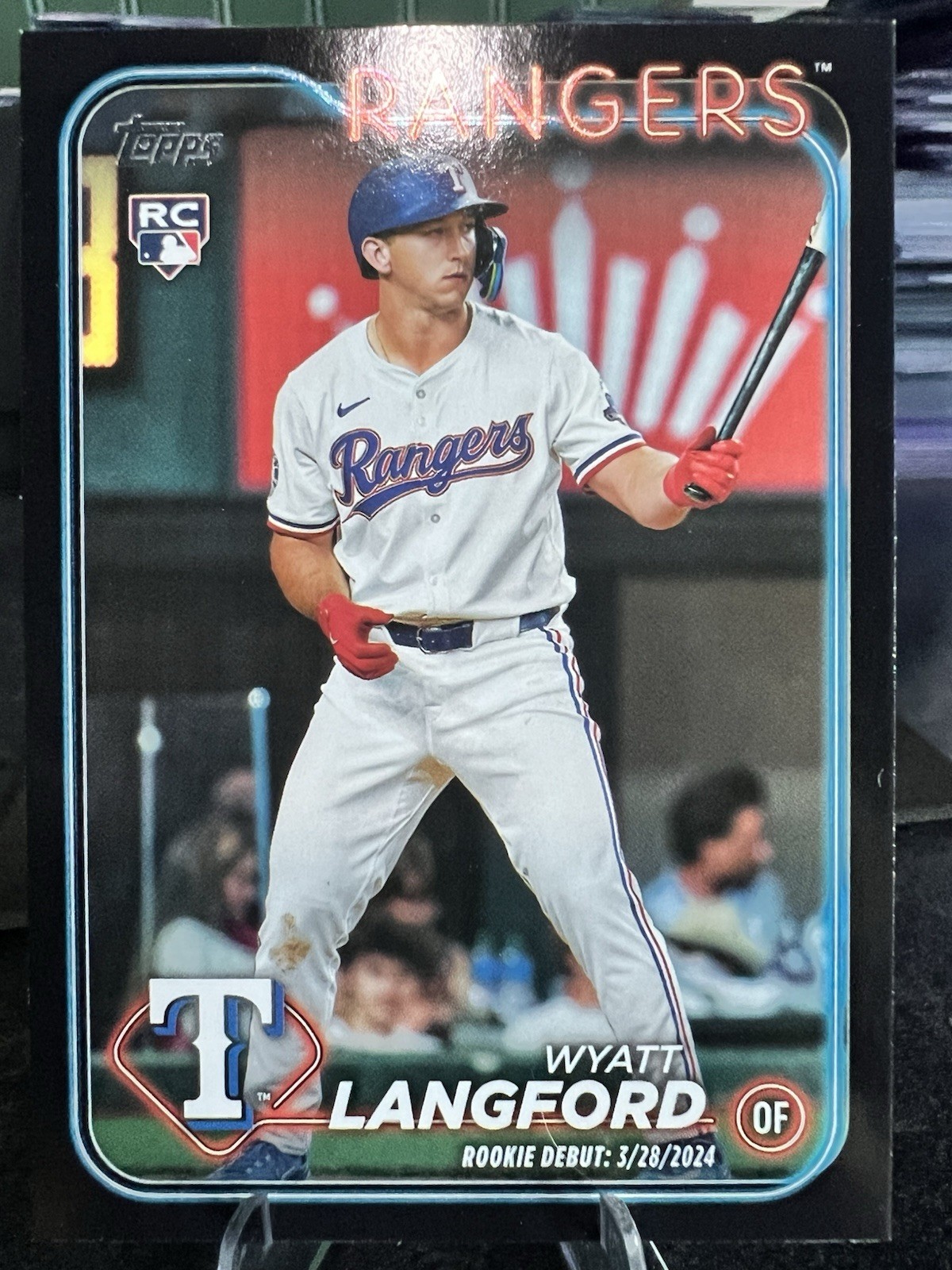 2024 Topps Update BLACK Border Rookie Debut Wyatt Langford Rangers RC 14/74