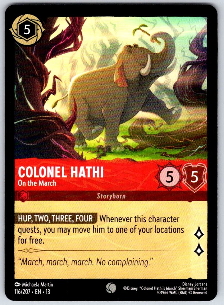 Colonel Hathi - On the March 116/204 Common Attack of the Vine! Lorcana NM