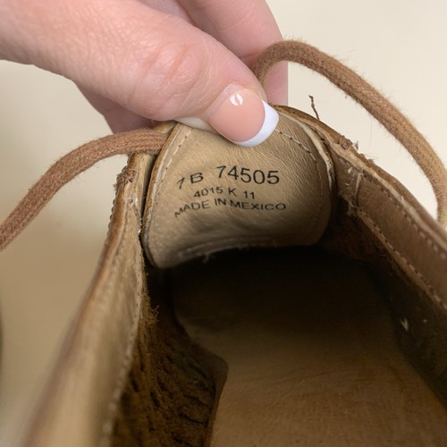 Frye Women's 7b heeled lace up Oxford shoes woven leather Maggie Preppy Academia - Picture 19 of 20