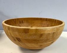 Large Round Wooden Serving Bowl, Smooth Finish, Solid Brown, Food/Kitchen sky320